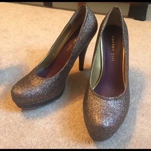 Madden Girl (8 &1/2) multi-glitter heels.