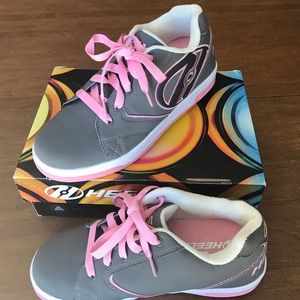 NIB Pink Grey Heeley Tennis Roller Skate Shoes 7/8