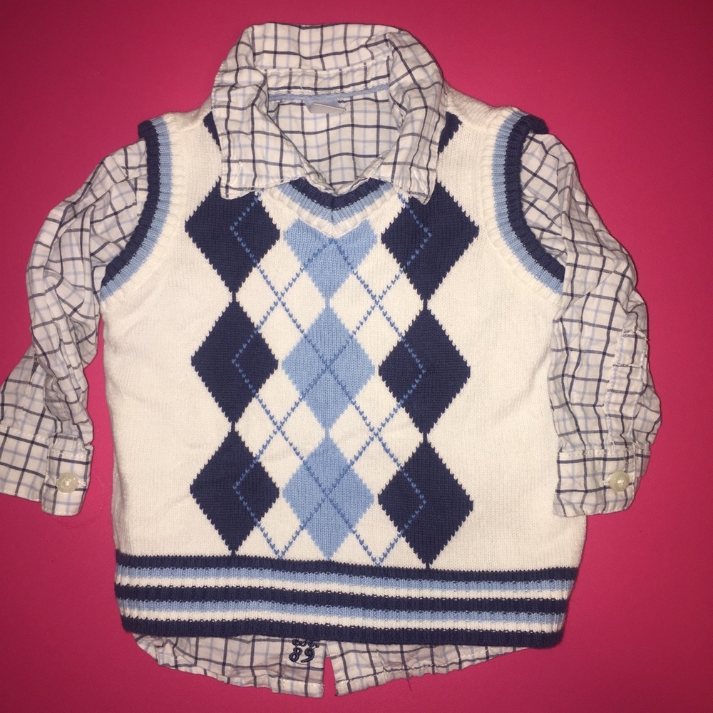 Children's place shirt and vest. Like new. 6-9mo.