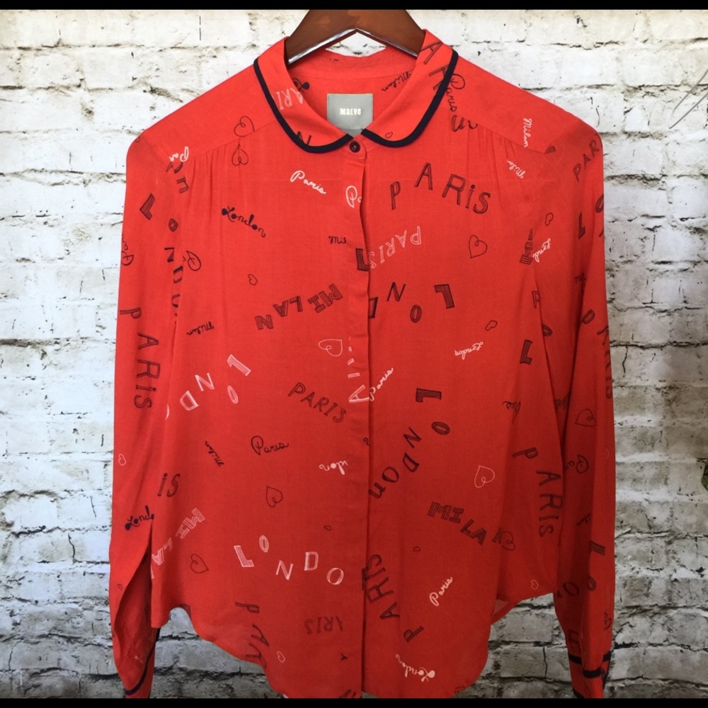 NWT Anthropologie Maeve Art House Shirt Sz 6