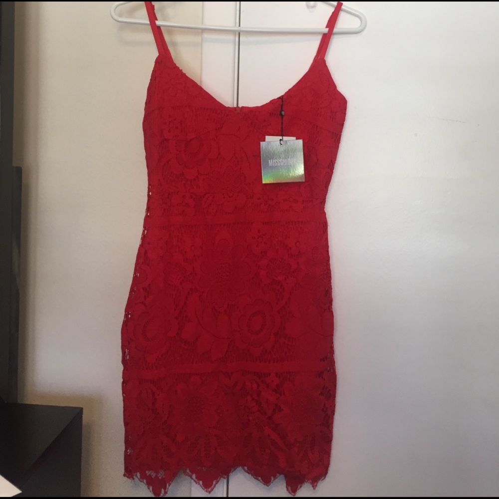 Red lace dress