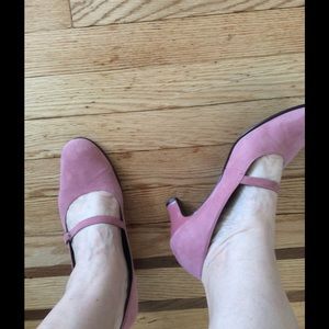 French Miss Pink Suede Heels by Aerosoles