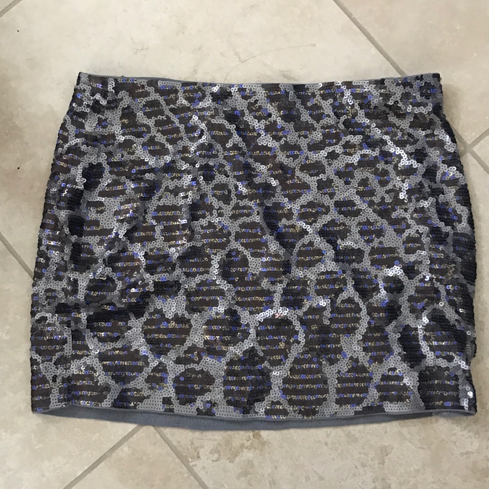 EXPRESS SEQUIN PURPLE GOLD  LEOPARD MINI SKIRT