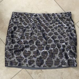 EXPRESS SEQUIN PURPLE GOLD  LEOPARD MINI SKIRT