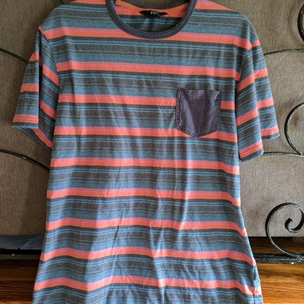 Blue and red striped Pocket tee
