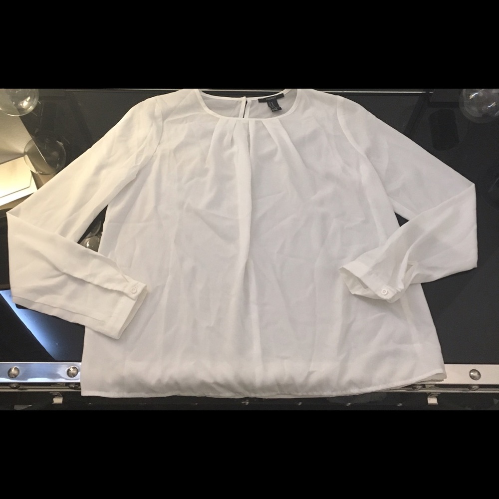 Forever 21 White Sheer Long sleeve Blouse