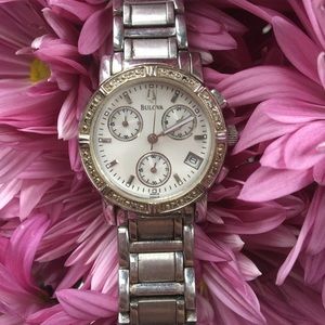 Bulova Crystal Stainless Steel Watch