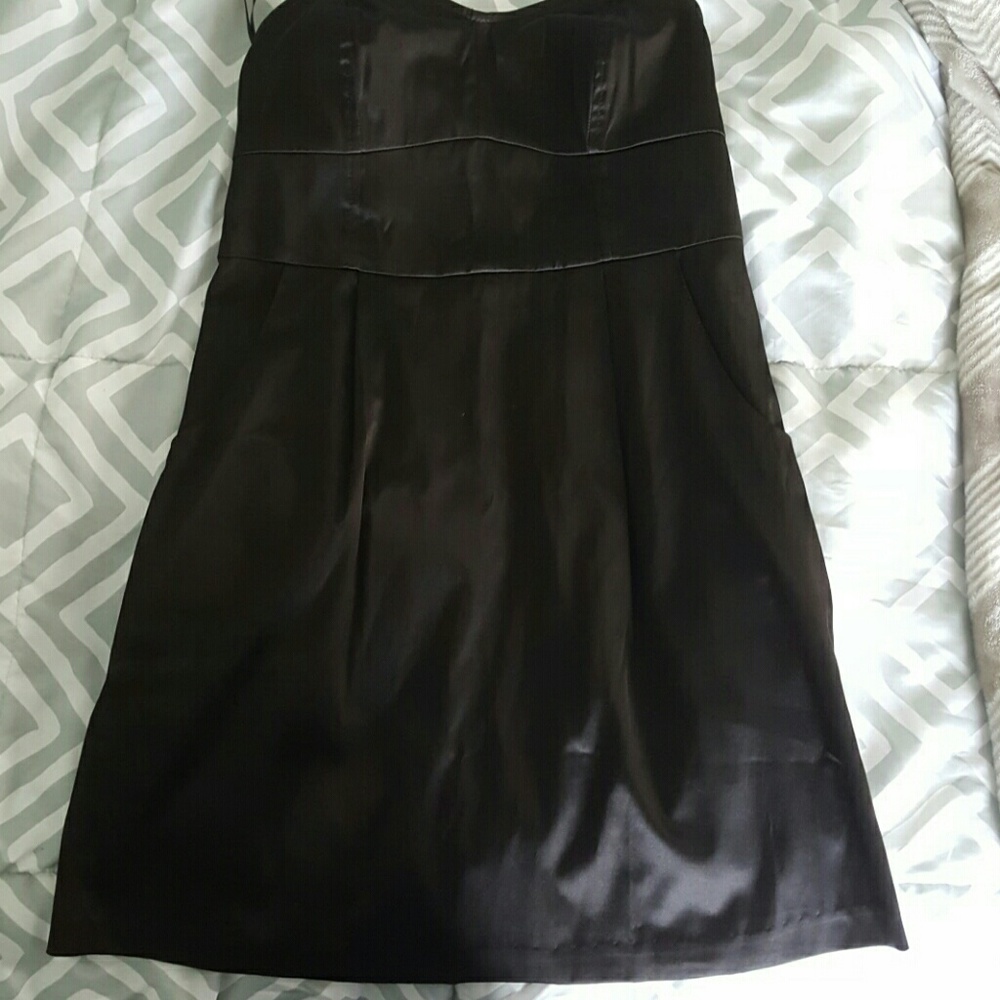 Silky black mini dress