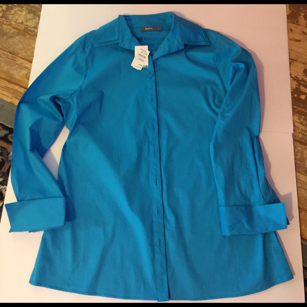 Neiman Marcus NWT Bright blue Double Collar Shirt