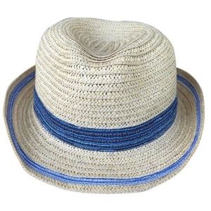 Echo straw fedora with multicolored band