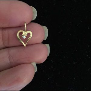 Dainty 14k gold heart pendant with diamond