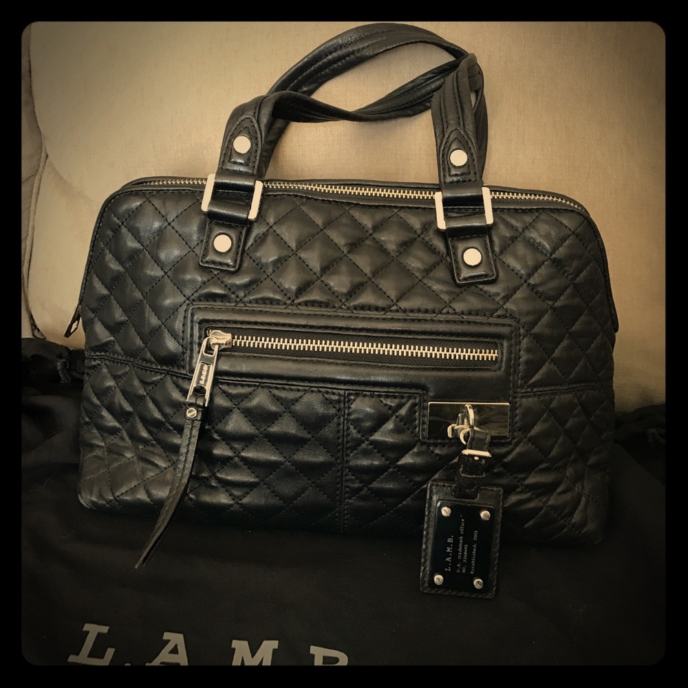 L.A.M.B. Marlene Quilted Satchel - Black