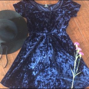 CUTE velvet midnight blue skater dress
