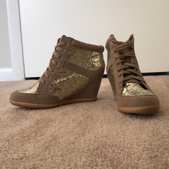 Gold Sequin Boots - Picture 1 of 3