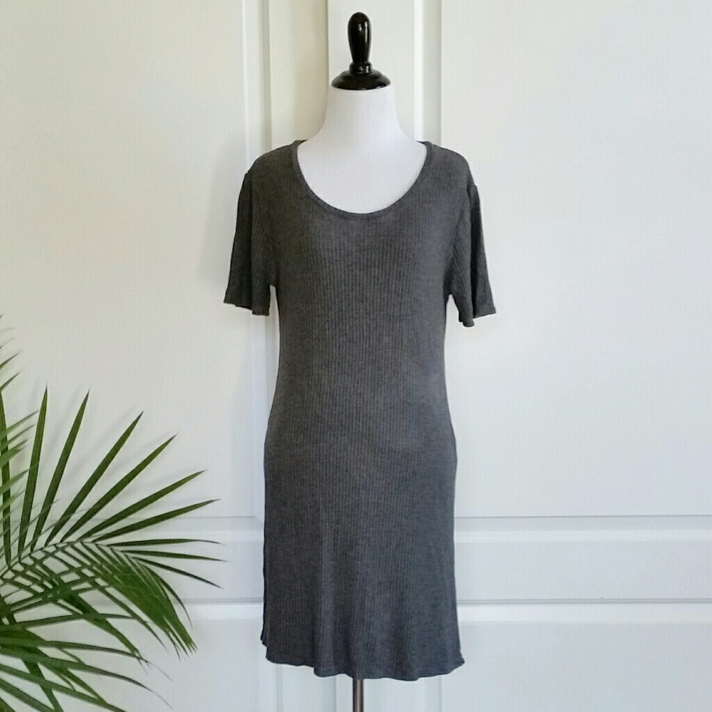 NWOT Brandy Melville Emily Gray Ribbed Dress - Picture 2 of 5