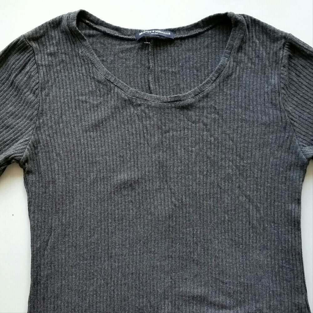 NWOT Brandy Melville Emily Gray Ribbed Dress - Picture 3 of 5