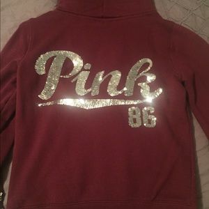 VS Pink Maroon Sequined Hoodie
