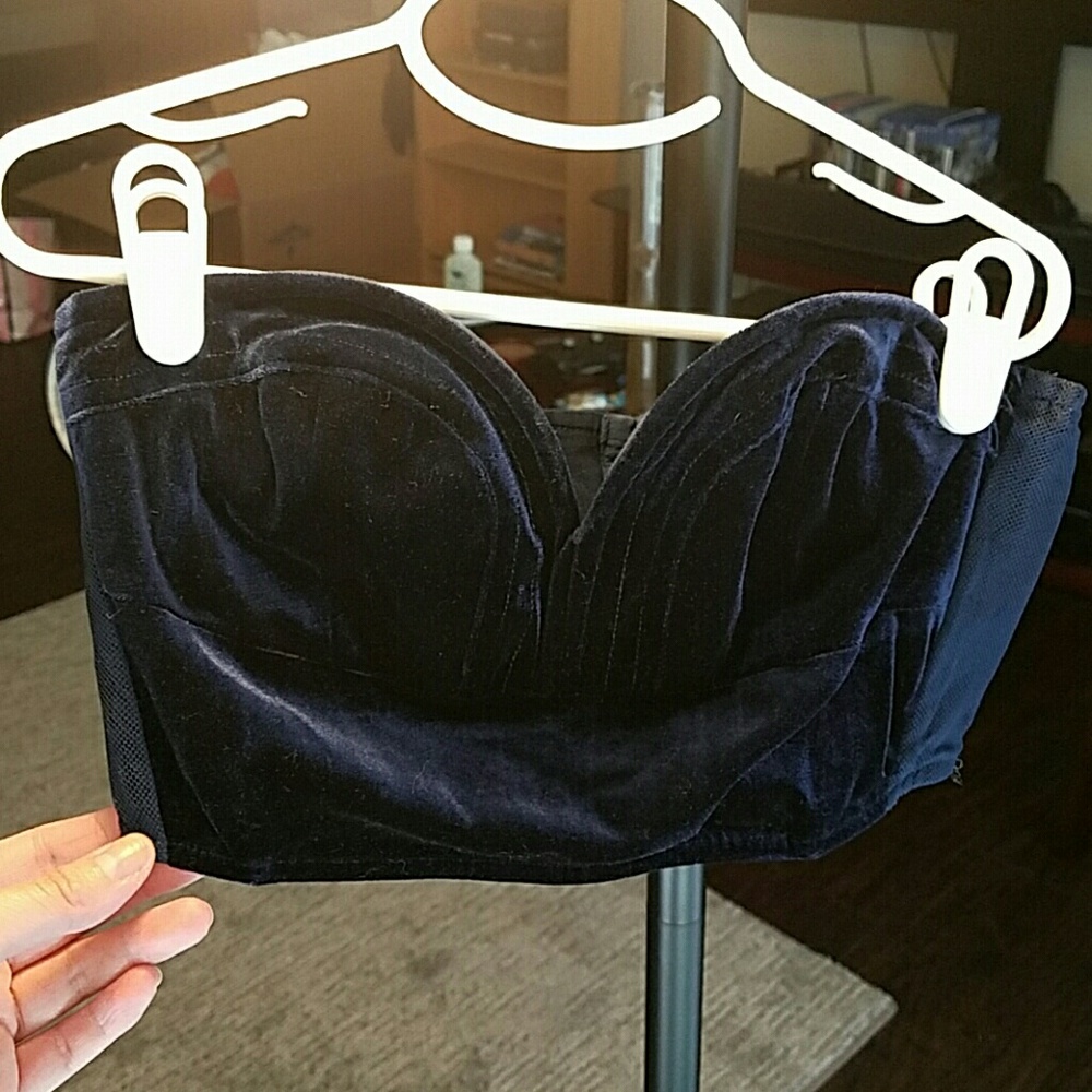 Urban outfitters Navy valvet straplet bralet
