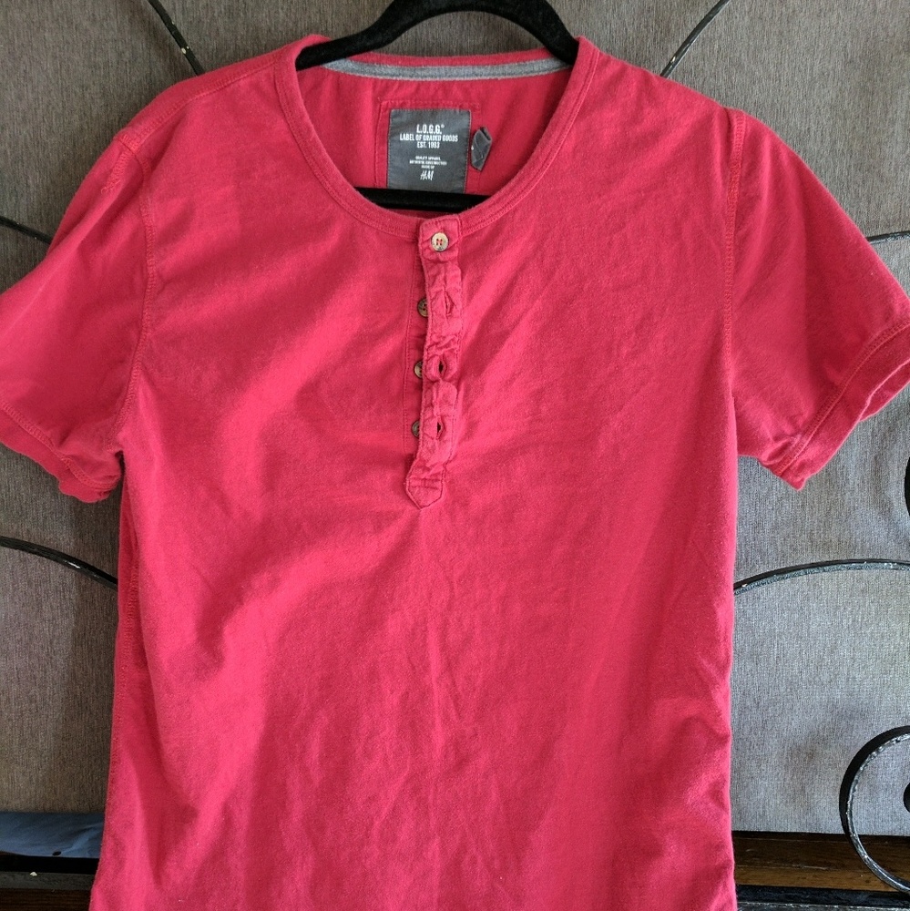 Red Short Sleeve Henley