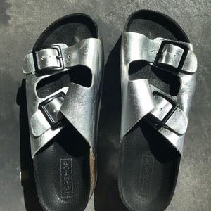Topshop Platform Silver Sandals