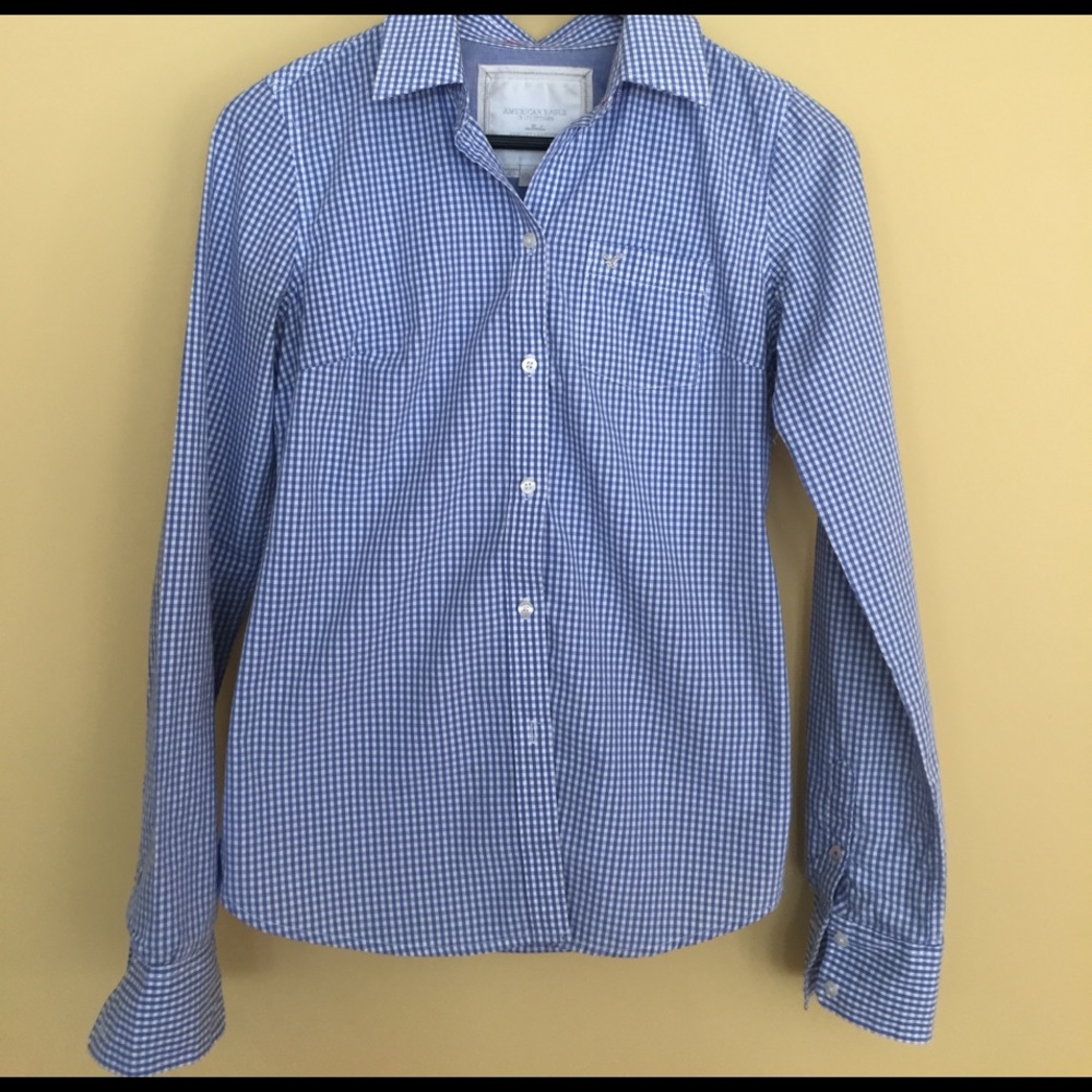 Button down blue and white gingham