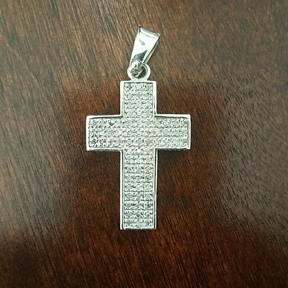 Diamond accent cross 925 sterling silver