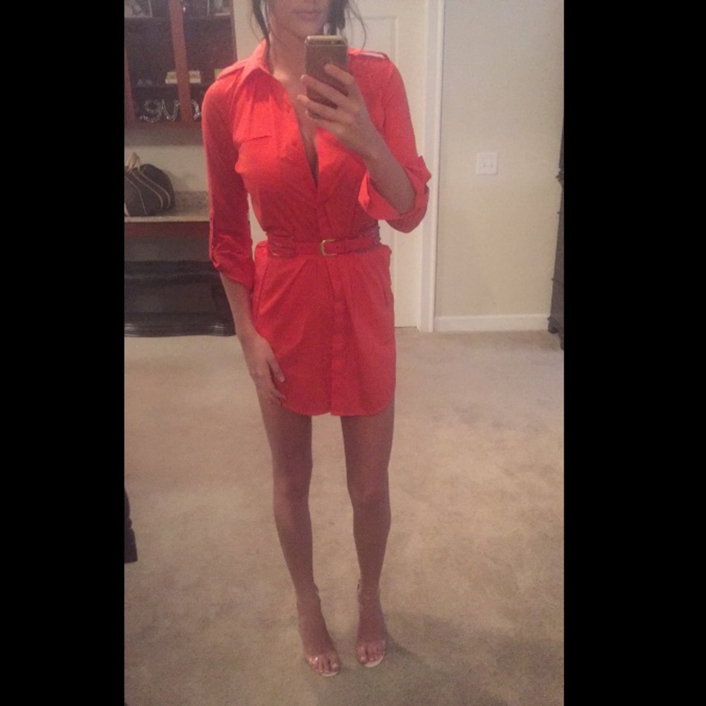 Bebe Coral Shirt Dress