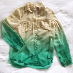 Sheer Ombré Button Down