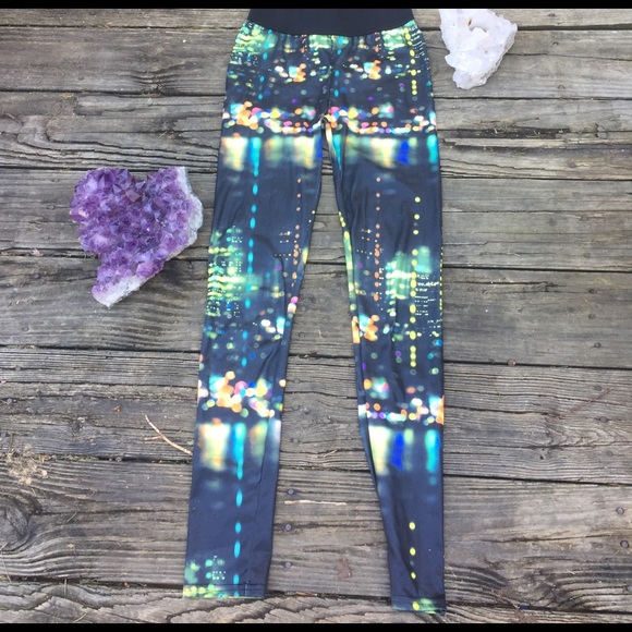 atmosphere Pants - Clearance: Glowing Lights City Printed Leggings
