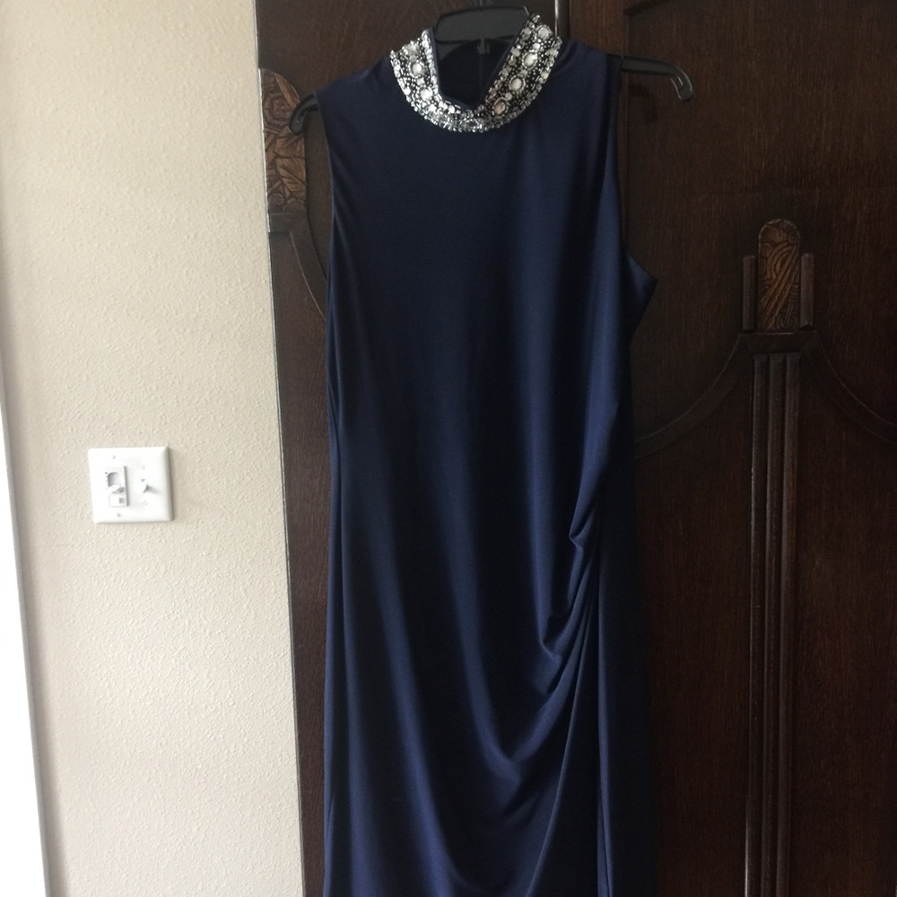 MARINA ROUCHED FUNNEL NECK DRESS - Picture 2 of 4