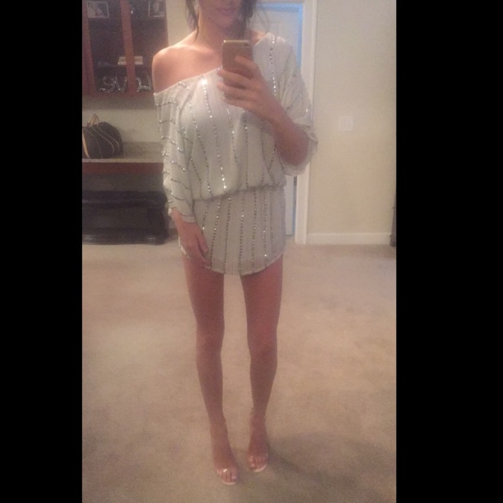 Shail K Sequin Mini Off The Shoulder Dress