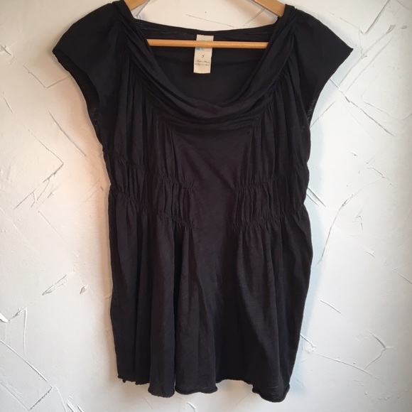 Anthropologie Tops - C. Keer Anthro Ruched Black Tee | Small