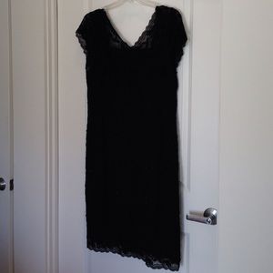Black Lace and Bead Sheath Dress