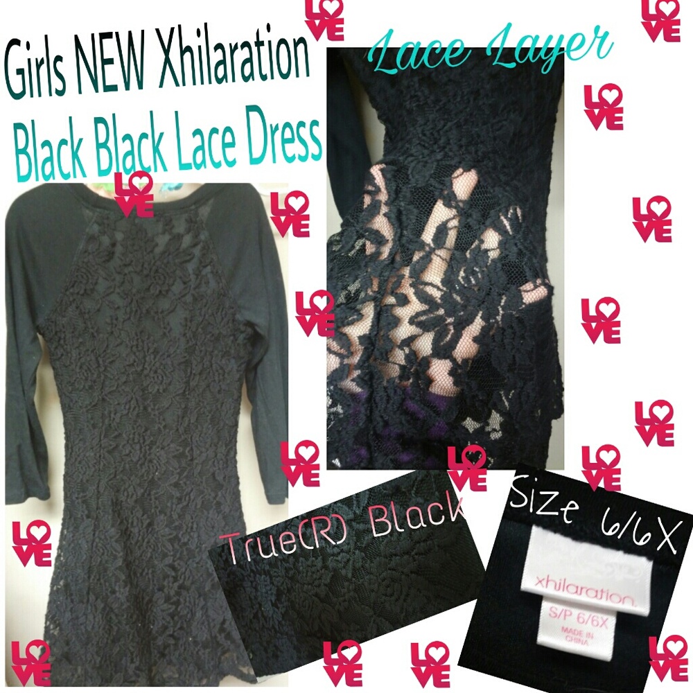Girls Black Lace Dress NWOT size 6/6X