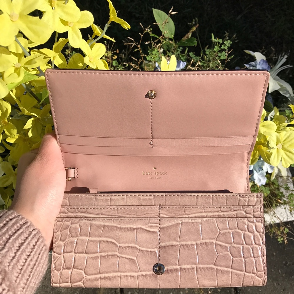 ✨Croco✨ Kate Spade Linney Rosy Beige Wallet✨ - Picture 7 of 8