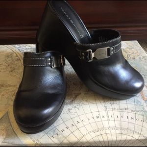 Tommy Hilfiger leather wedge mules size 7