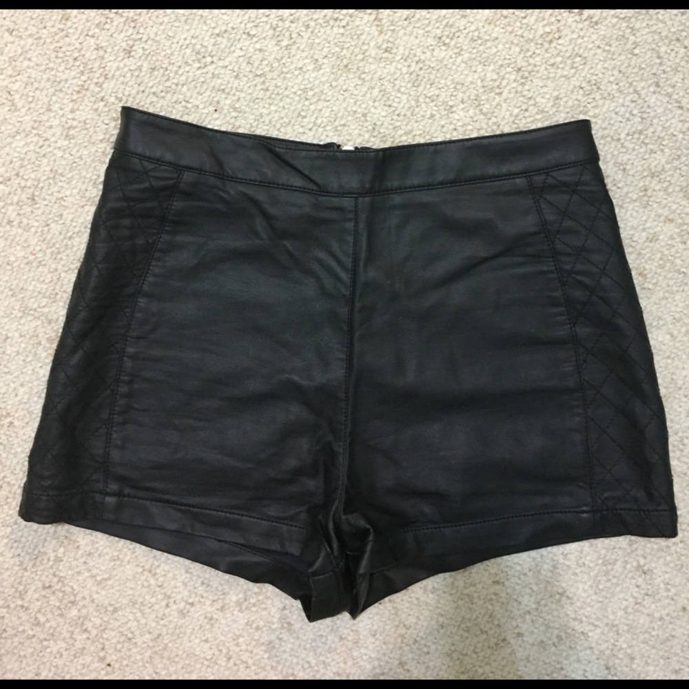 BLACK LEATHER high waisted shorts