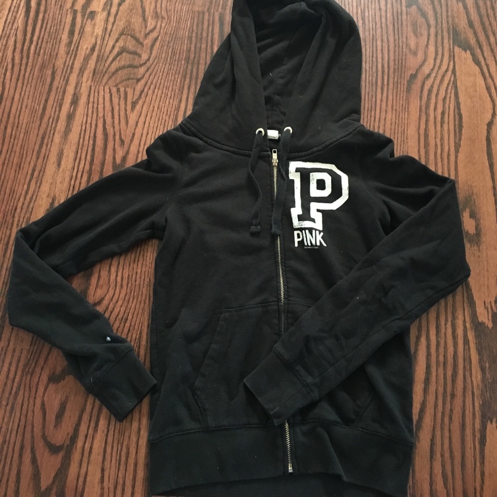 Victoria's Secret Pink Black zip up hoodie