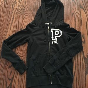 Victoria's Secret Pink Black zip up hoodie