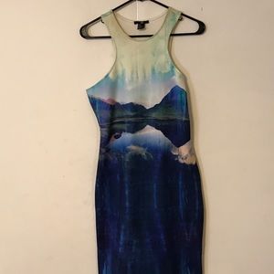 H&M blue print mini dress.