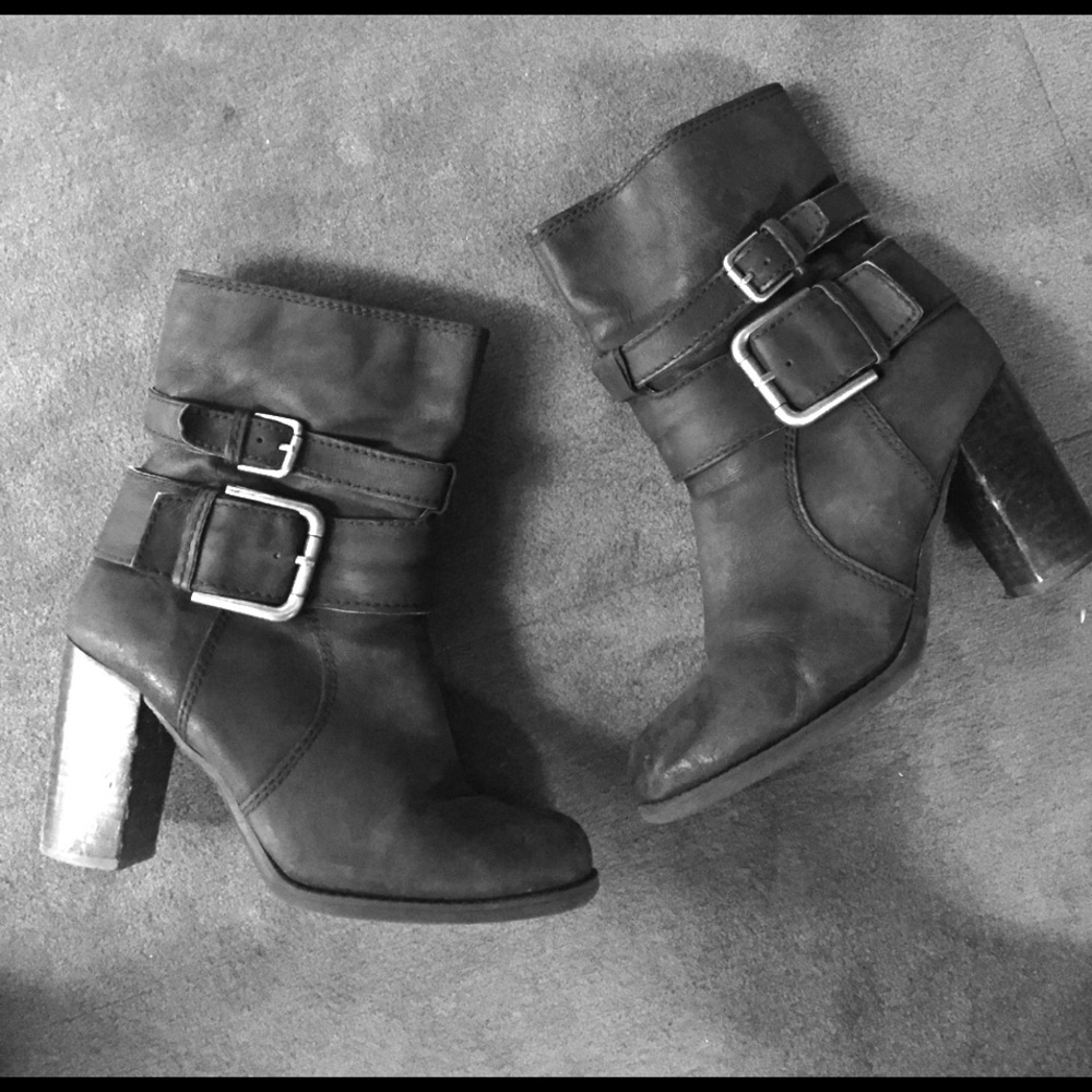 black leather ankle boots