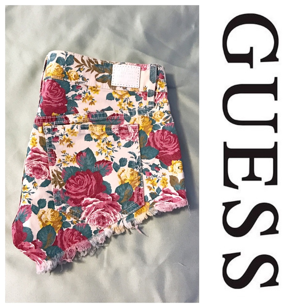 Guess Floral Cutoffs