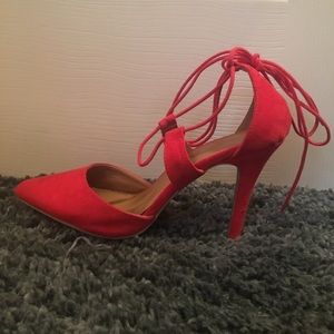 Red Lace-Up heels