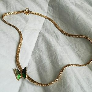 Green butterfly choker necklace