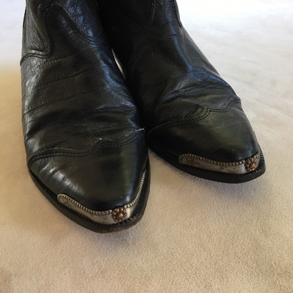 Vintage leather Zodiac ankle boots with silver. - Picture 3 of 8