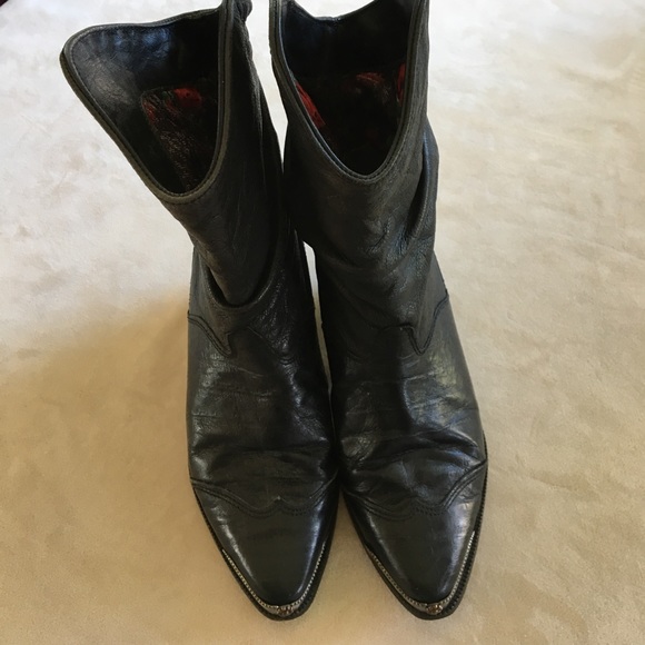 Vintage leather Zodiac ankle boots with silver. - Picture 4 of 8