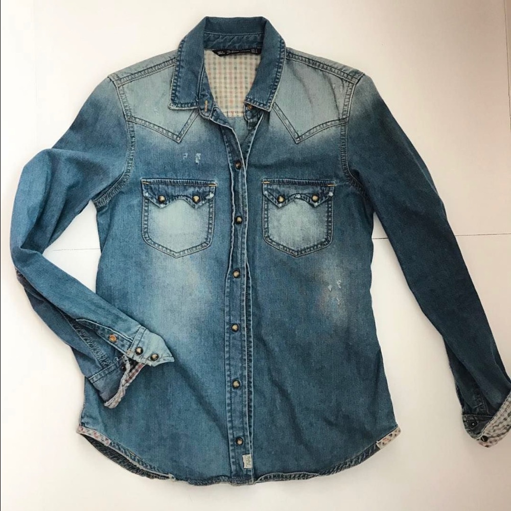 Zara denim button up
