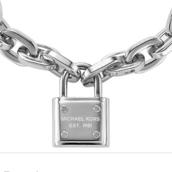Michael Kors Silver Chain-Link PadLock Bracelet - Picture 2 of 4