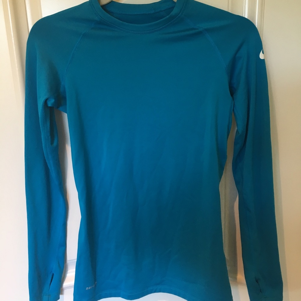 Nike turquoise compression long sleeve top