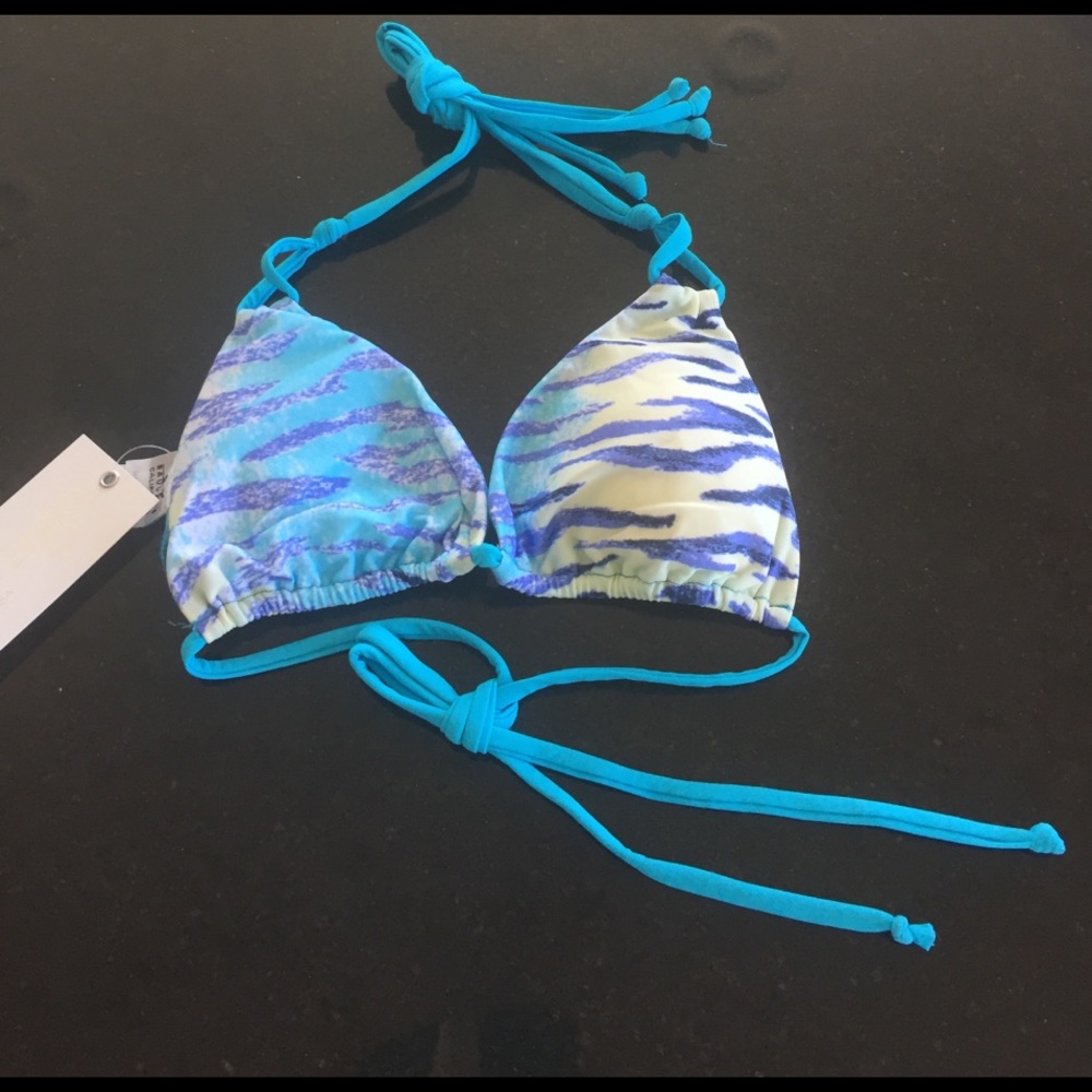Sauvage Hawaii tiger knotted strappy triangle top